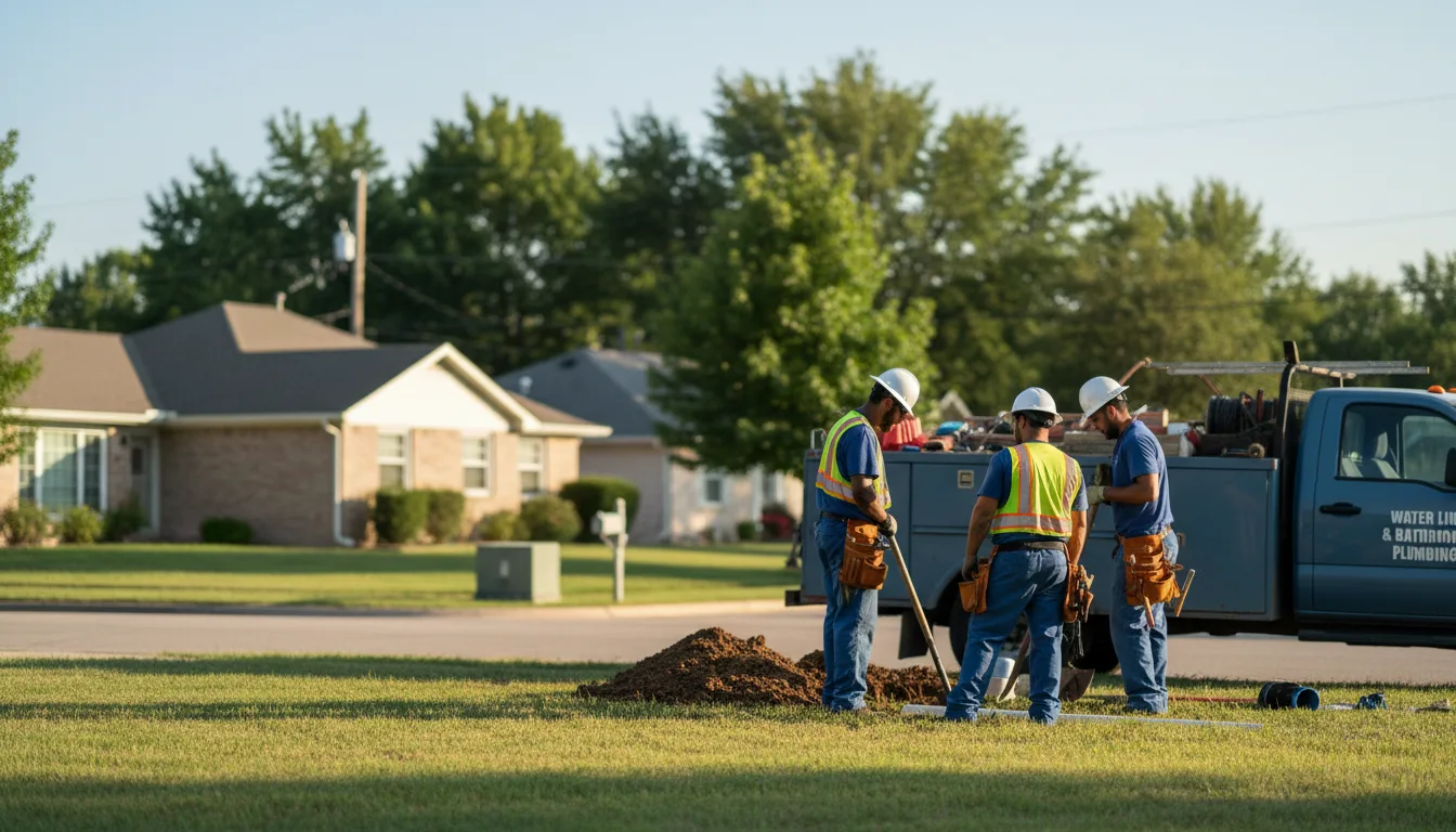 Residential water line and bathroom plumbing service in Glidden, TX